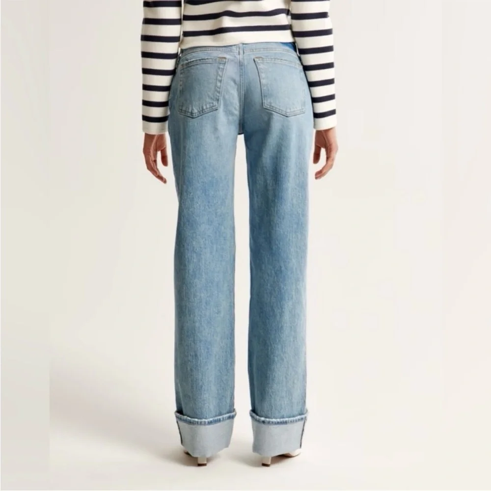 Abercrombie 32/14 LONG Cruve Love Low Rise Baggy Jeans with Cuffed Rolled Hem